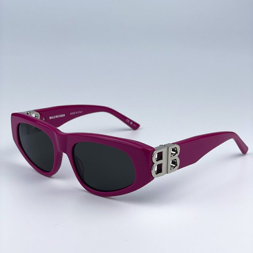 NEW Balenciaga BB0095S 017 Fuchsia Pink Silver Grey Cat Eye Unisex Sunglasses - Picture 7 of 13